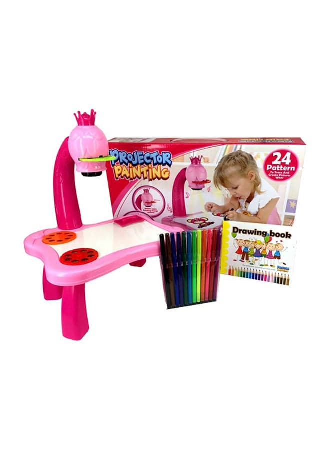 Adjustable Rotating Kids Projector Painting With 12 Colour Markers And 24 Patterns To Trace