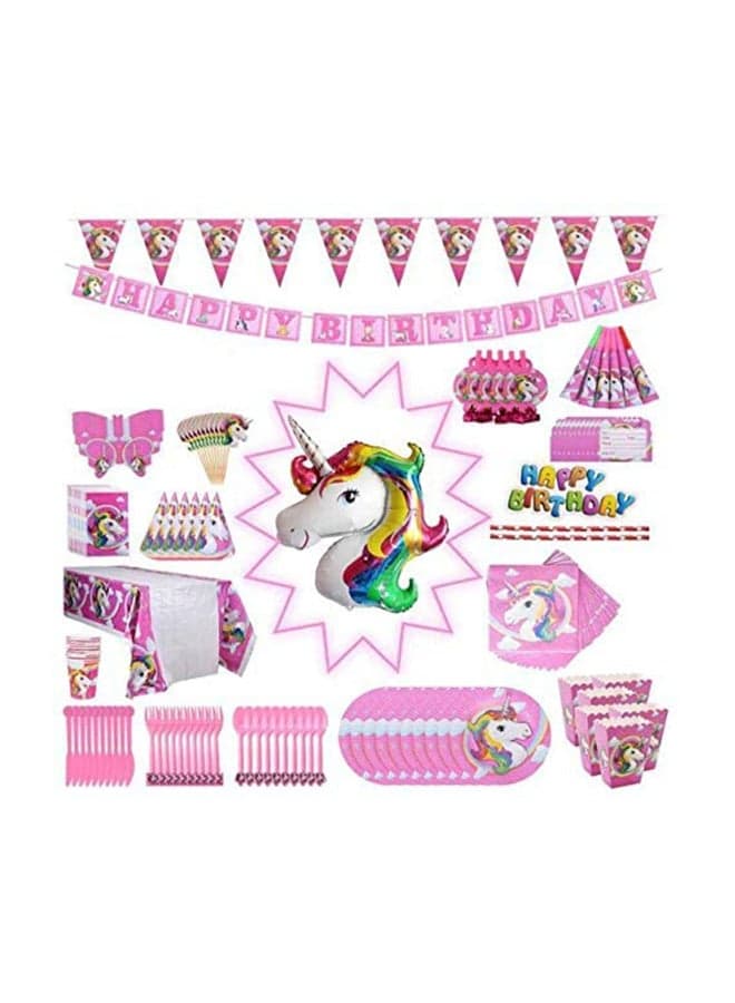 103-Piece Unicorn Printed Lightweight Portable Party Decoration Treat Set