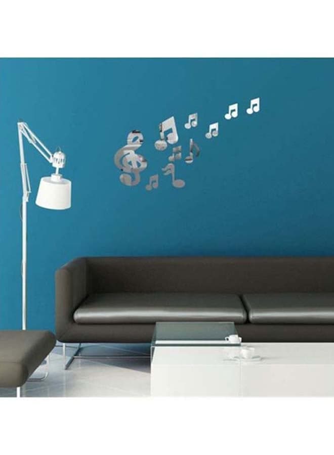 10-Piece Musical Notes Wall Sticker Set Silver 60 x 45cm