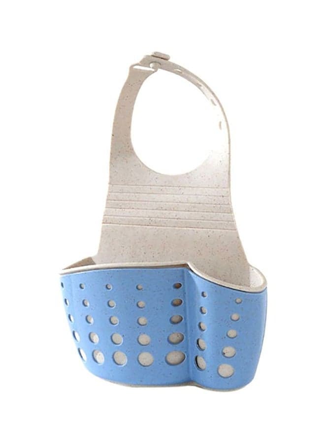 Double-Layer Adjustable Snap-On Sink Storage Bag Blue/Beige 14.5x5.7x24.5cm