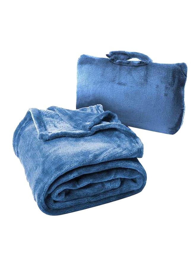Fold And Go Travel Blanket Polyester Royal Blue 31x10.20x22.80cm