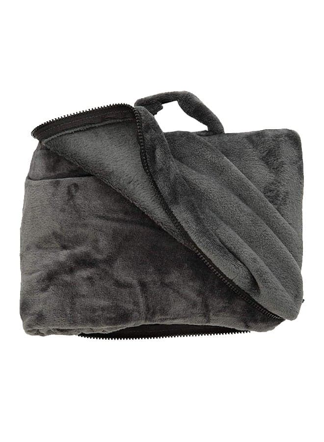 Fold And Go Travel Blanket Polyester Charcoal Black 152x92cm