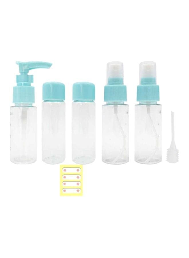 Pack Of 7 Portable Travel Size Empty Bottle Set Clear/Blue 10x8x2cm