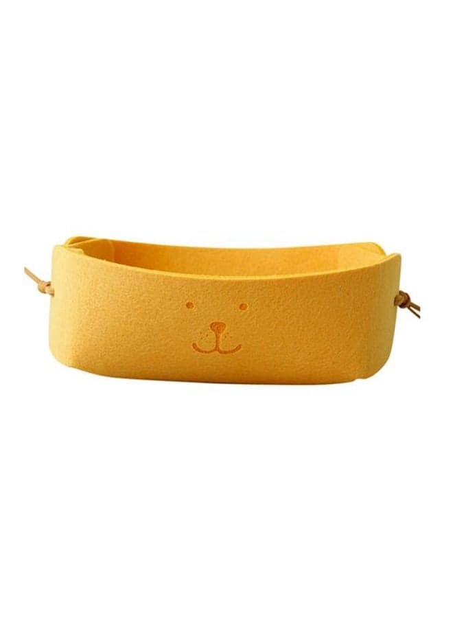 Cute Dog Pattern Felt Nordic Small Storage Basket Yellow 18x17.5x7.5cm