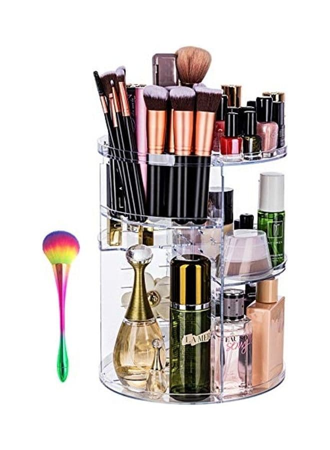 360 Degree Rotating Makeup Cosmetic Organizer With 1 Free Makeup Brush Multicolour