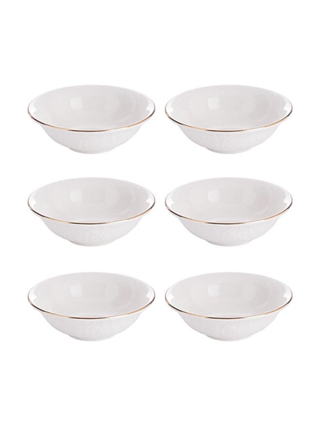 6-Piece Bowls White/Gold 5.5inch