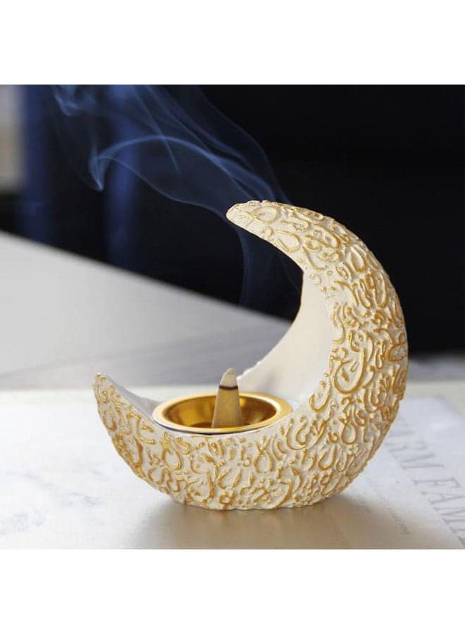 Middle East Arabian Ramadan Crescent Resin Aroma Diffuser White/Gold 10.5 x 5.6 x 10cm