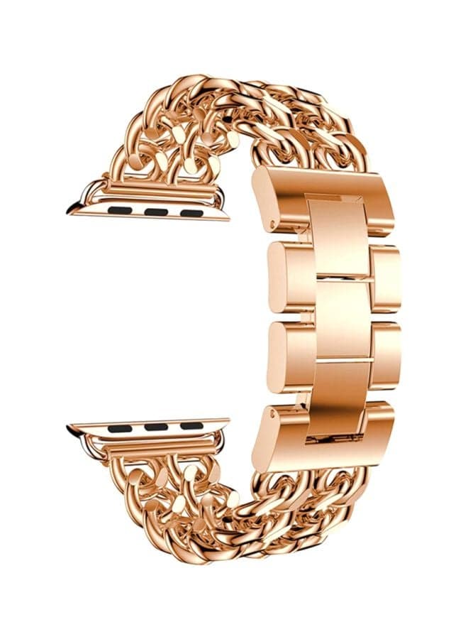 Double Row Cowboy Chain Metal Replacement Band For Apple Watch Series 4 44mm Rose Gold