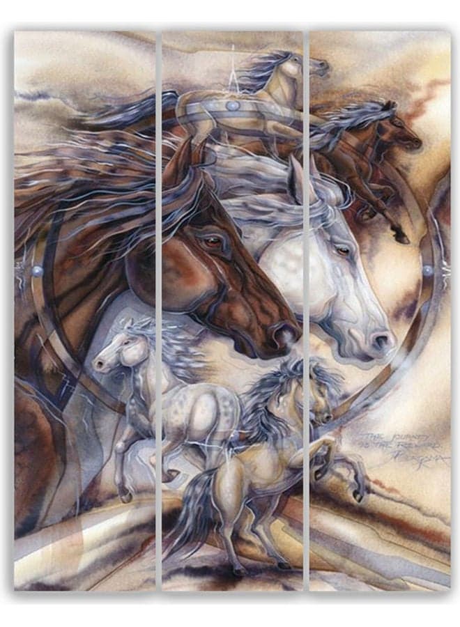 3-Piece Horses Themed Wall Art Set Multicolour L