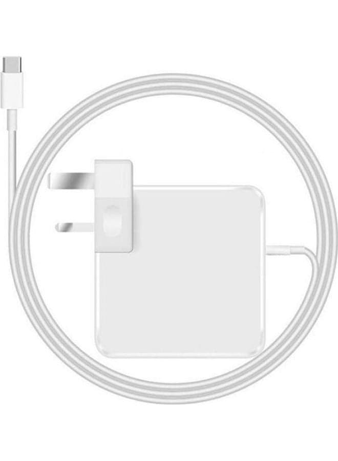 Usb Type C Wall Plug Power Adaptor Pd Charger Replacement 61W With 200Cm Cable For Macbook Pro 13 Inch And Type C Mobile And Iphone White