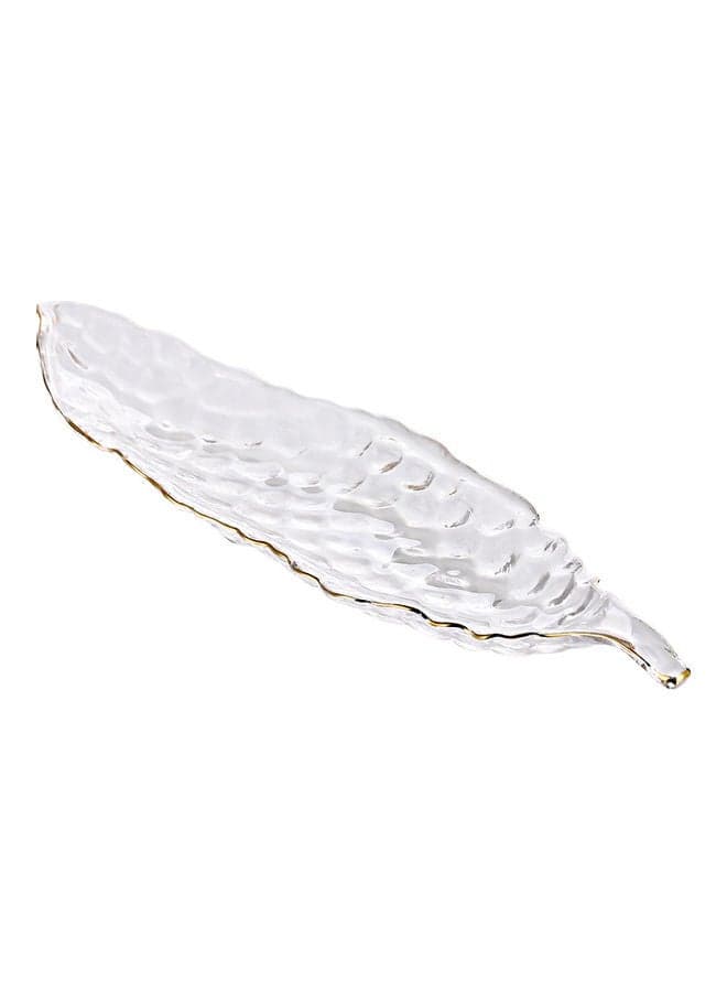 Pea Shaped Plate Glass Clear/Gold 39x11.5x4.5cm