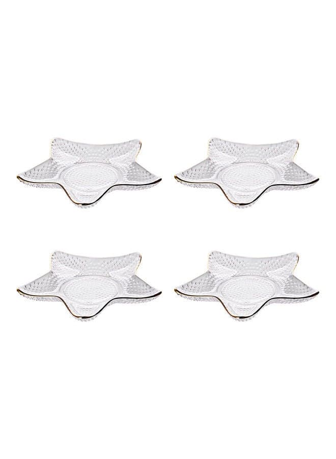 4-Piece Glass Serving Plates Clear 15.5x7x1.5cm