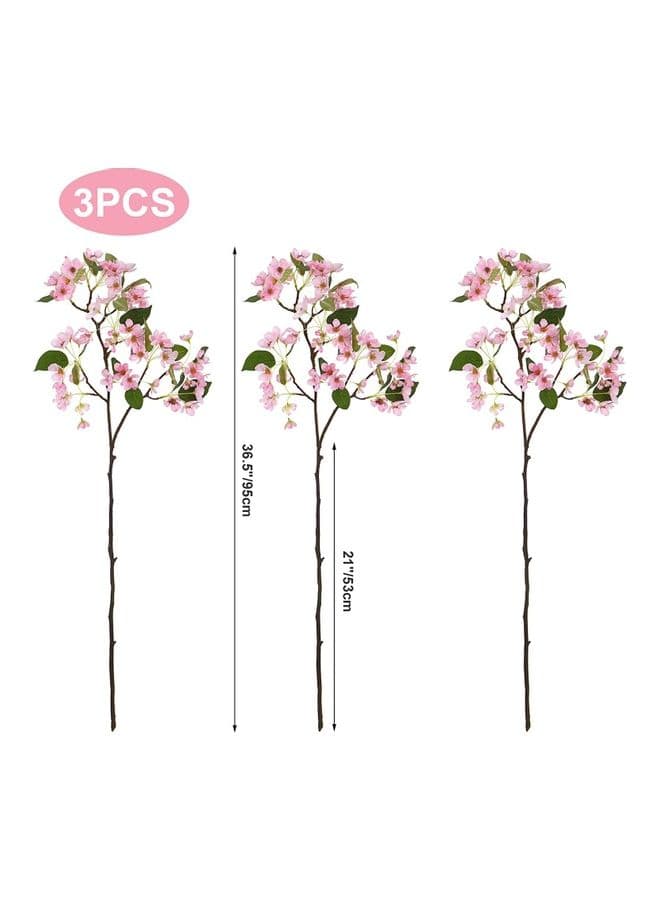 3-Piece Realistic Artificial Flower Pink/Green/Brown