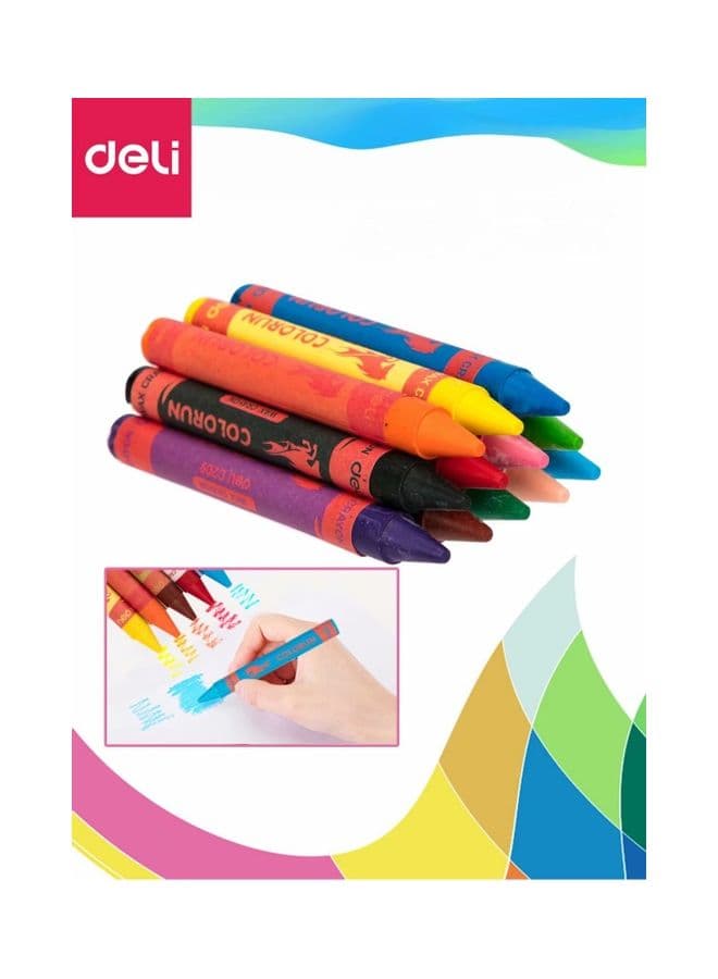 12-Piece Wax Thick Barrel Crayon Multicolour
