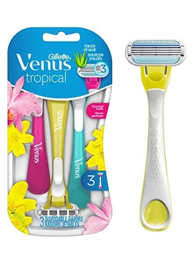 3-Pack Tropical Disposable Razor Multicolour