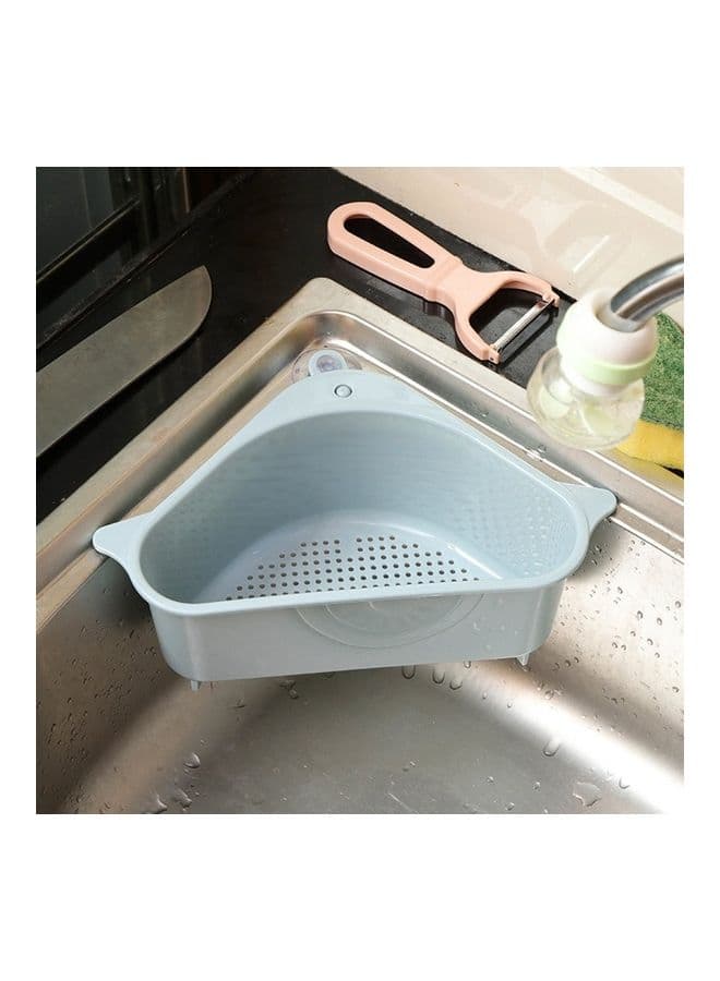Triangle Kitchen Sink Sucker Drain Basket Plastic Storage Rack blue 28 x 16 x 12cm