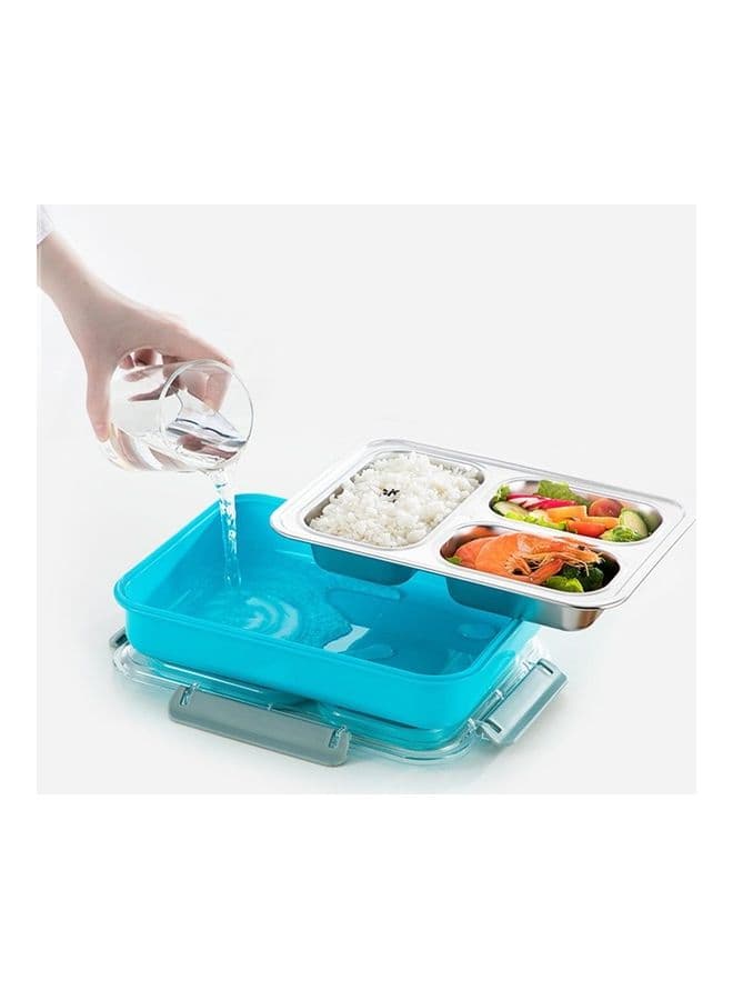 Stainless Steel Lunch Box Blue 26.5x19x6.5cm