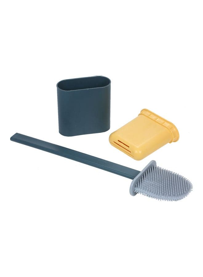 Flat Toilet Brush With Holder Silicone Bowl Cleaner Green 36.00x10x4.8cm