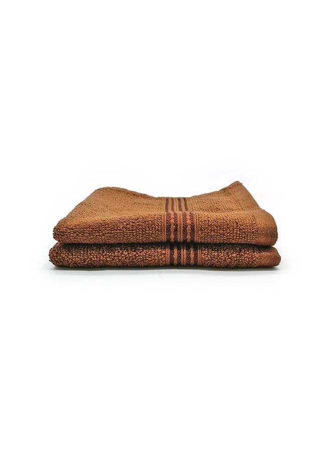 2-Piece Cotton Face Towel Set Brown 33x33cm