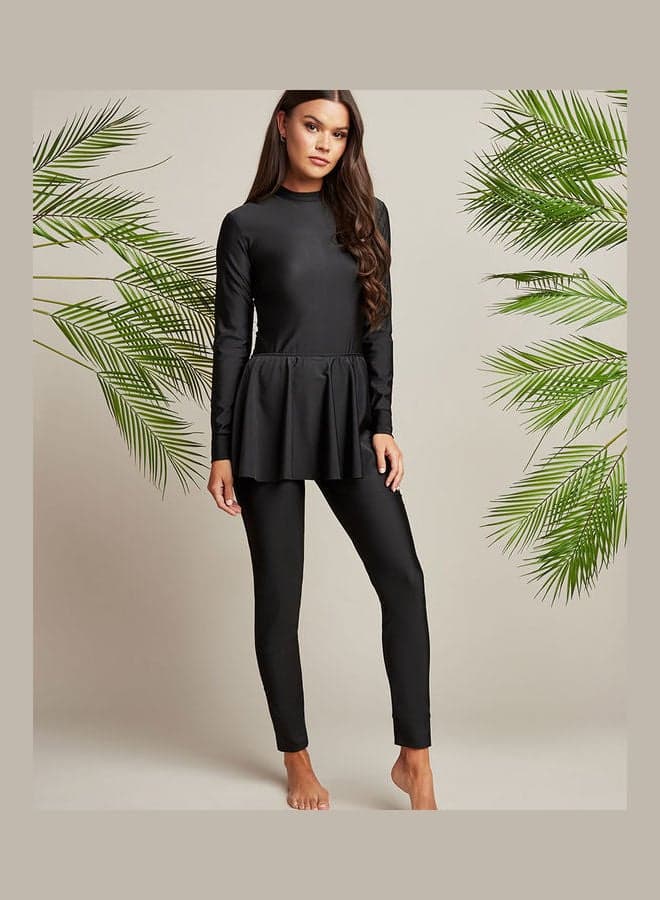 Ruffle Hem Burkini Black