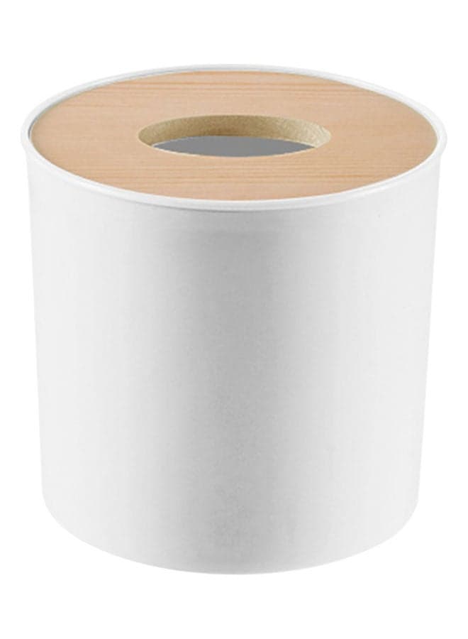 Bathroom Wood Toilet Tissue Box White/Brown 13x13cm