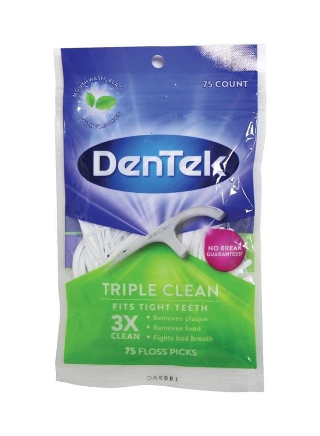 75-Count Triple Clean Floss Picks White 75grams