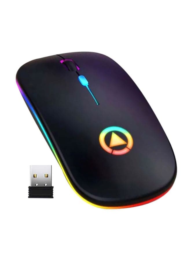 Wireless Rechargeable Gaming Mouse With USB Receiver Black/Yellow/Blue