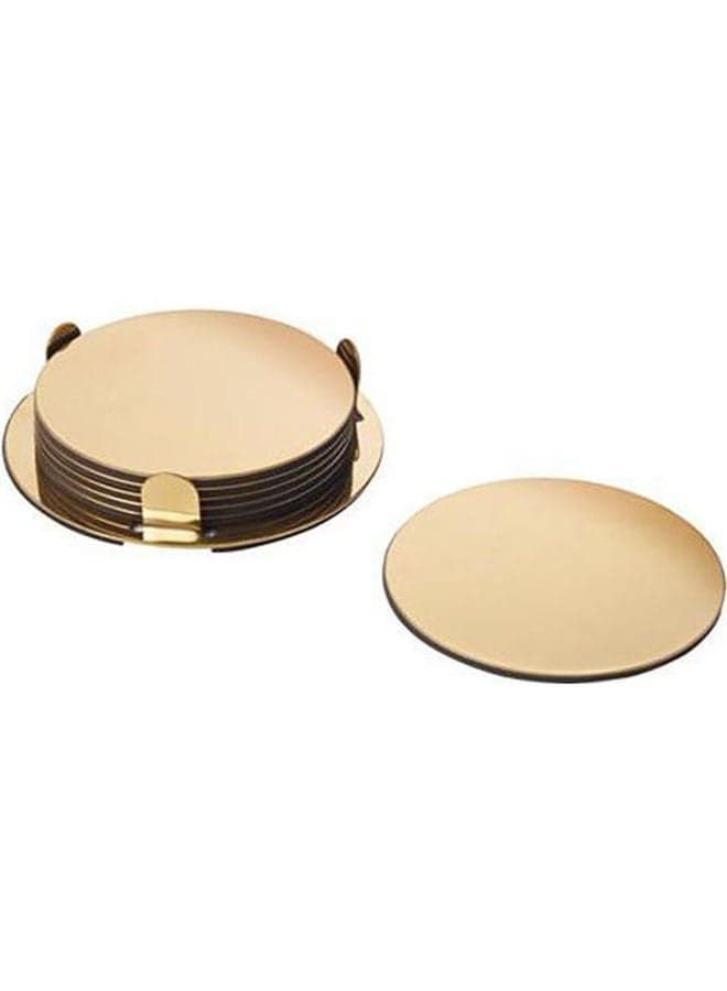 GLATTIS Coasters With Holder, brass Gold