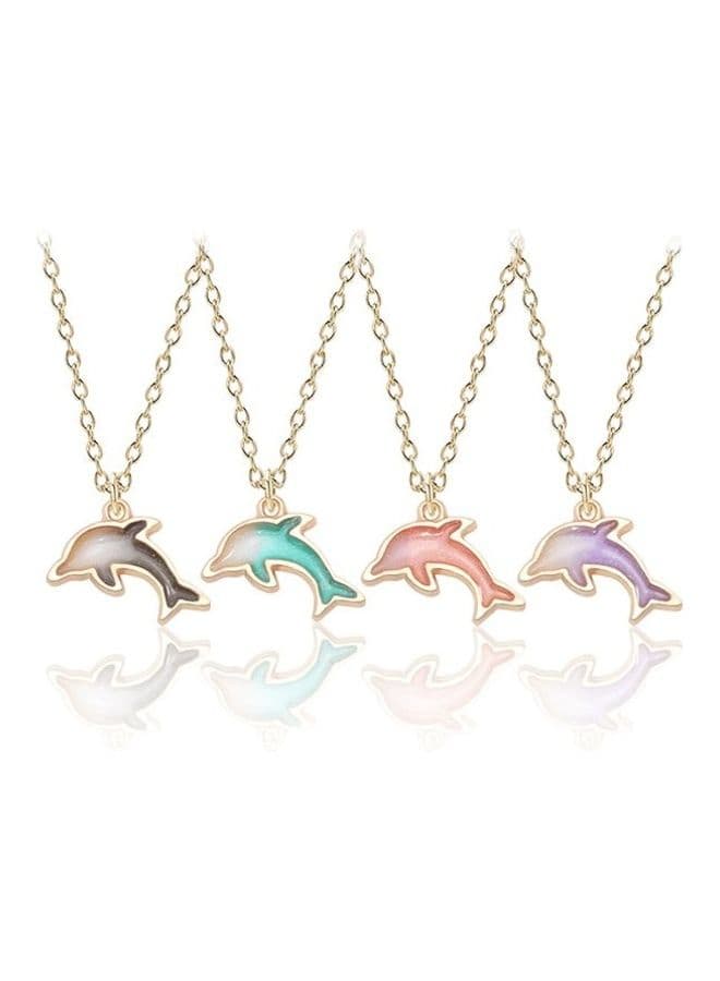 4-Piece Women's Fashion Dolphin Pendant Necklace