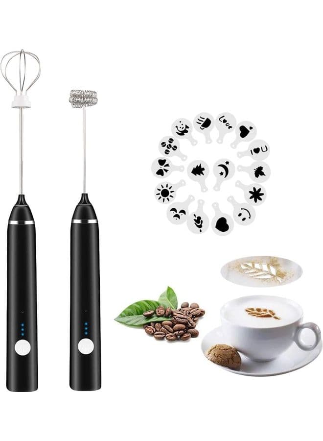 2-Piece Milk Frother And Whisk Set Black/Silver