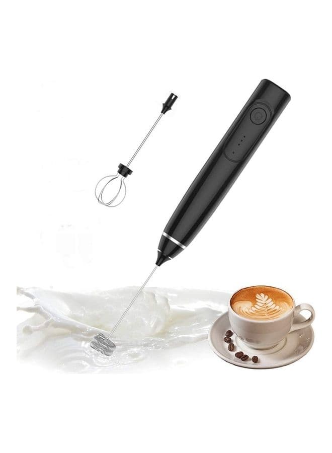 2-Piece Electric Milk Frother And Whisk Set Black/Silver