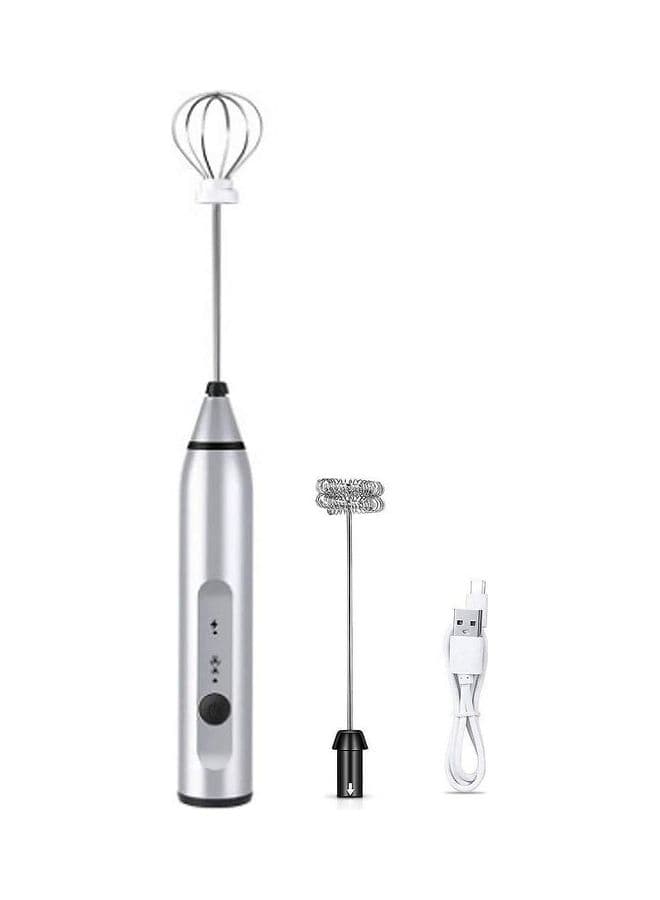 3-Piece Milk Frother And Whisk Set Silver