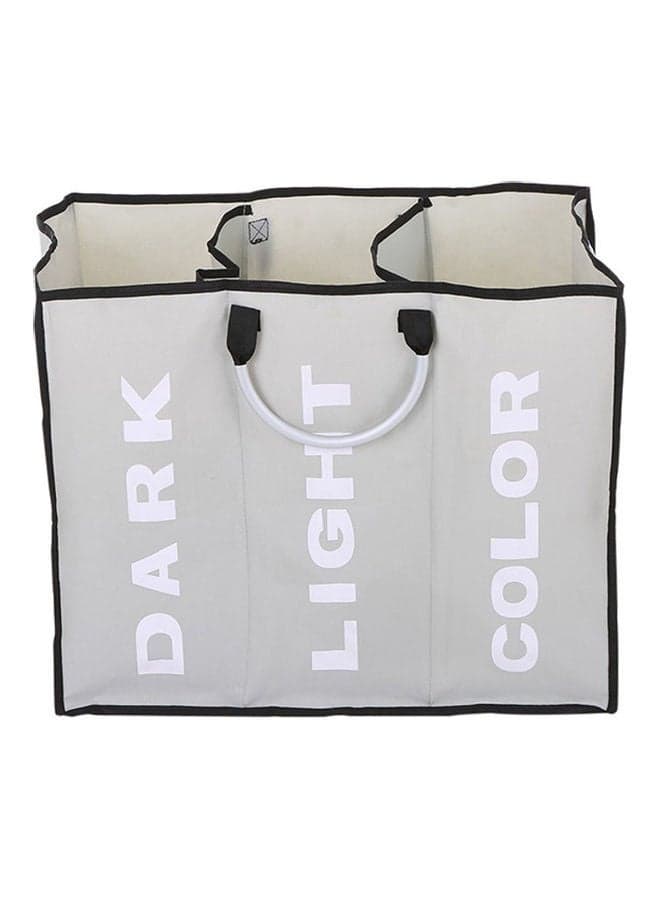 3-Section Foldable Laundry Basket Grey/White/Black 25cm
