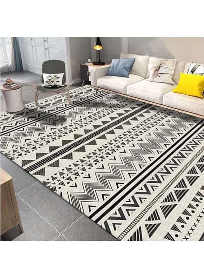 Rectangular Soft Touch Carpet Black/Beige 160x230cm