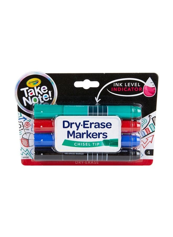 4-piece Take Note Colored Dry Erase Markers With Ink Level Indicator 23x14x3cm