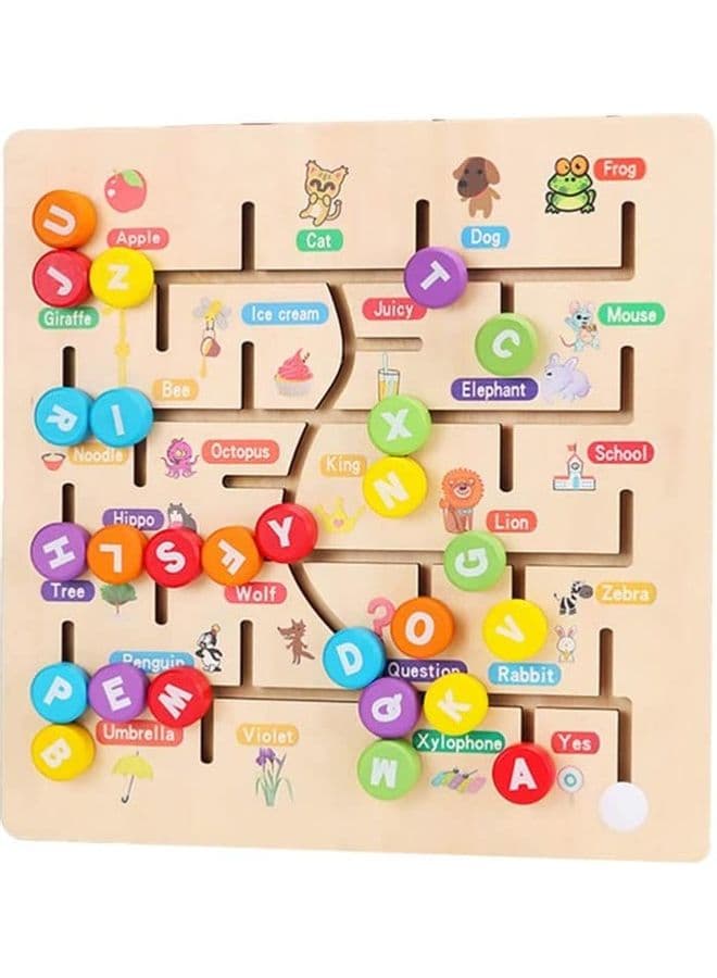 English Alphabet Wooden Maze Puzzle Board Game