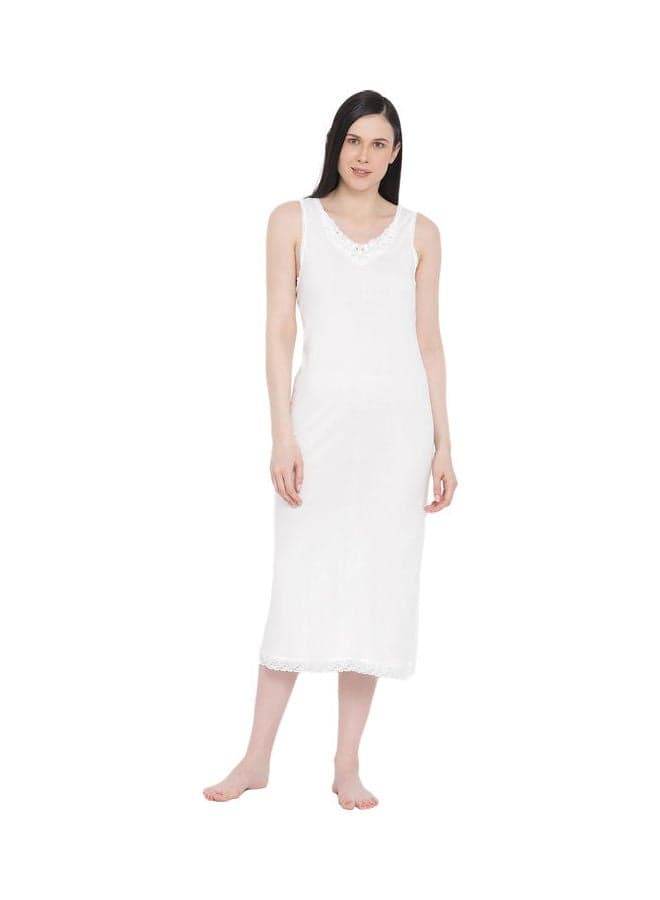 Lace Detail Maxi Nightdress Slip Ivory