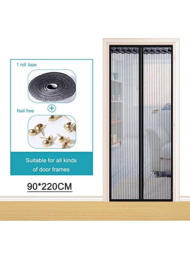 Magnetic Screen Door With Mesh Curtain Black 25x5x25cm