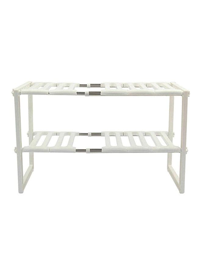 2-Tier Expandable Kitchen Storage Rack White 50cm
