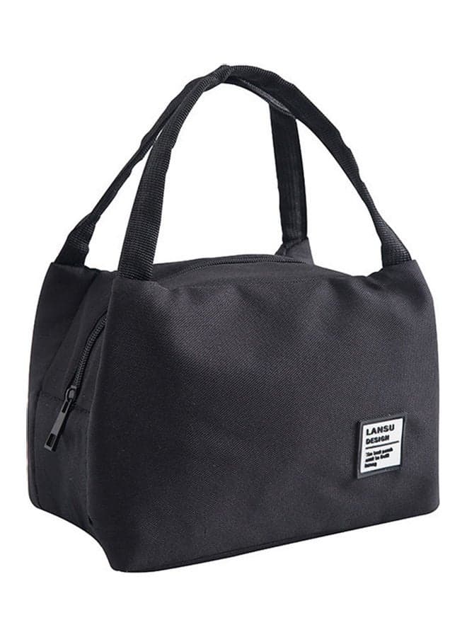 Simple Monochromatic Reusable Thermal Lunch Bag with Handles Black 20 x 4 x 16cm