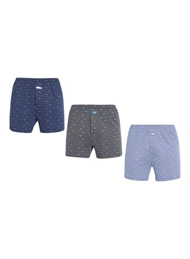 3-Piece Knitted Cotton Boxer Multicolour