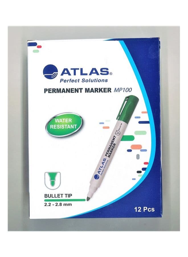 12-Piece Permanent Marker Green