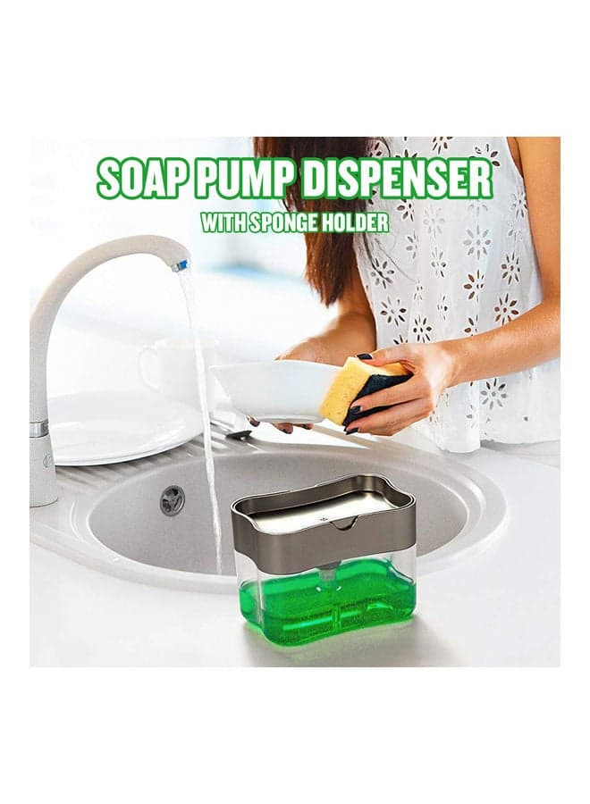 Soap Pump Dispenser with Sponge Holder NA-H9208 Clear/Grey