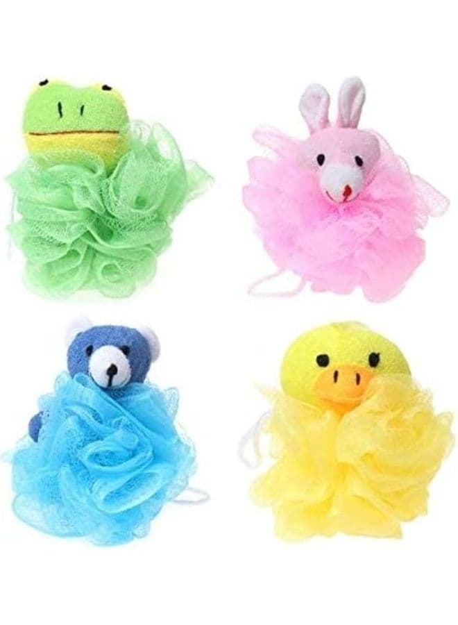4-Piece Cartoon Pouf Puff Mesh Bath Sponge
