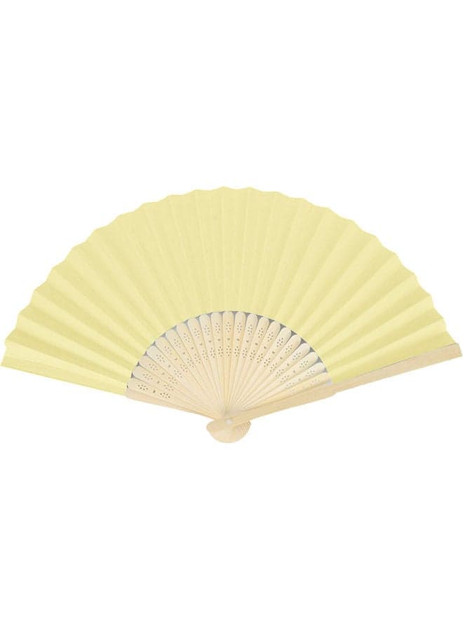 Chinese Style Bamboo Paper Pocket Fan Light Yellow