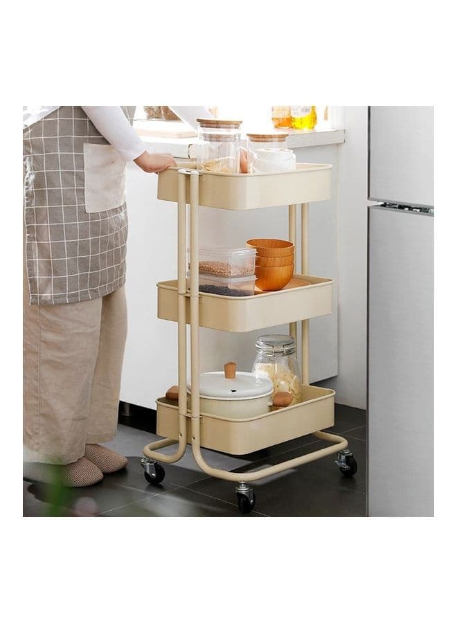 3-Tier Rolling Storage Basket Beige 45.5*36.5*16.5cm