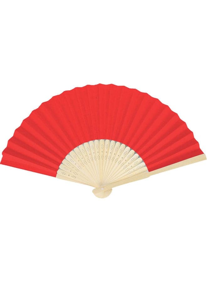 Chinese Style Bamboo Paper Pocket Fan Red