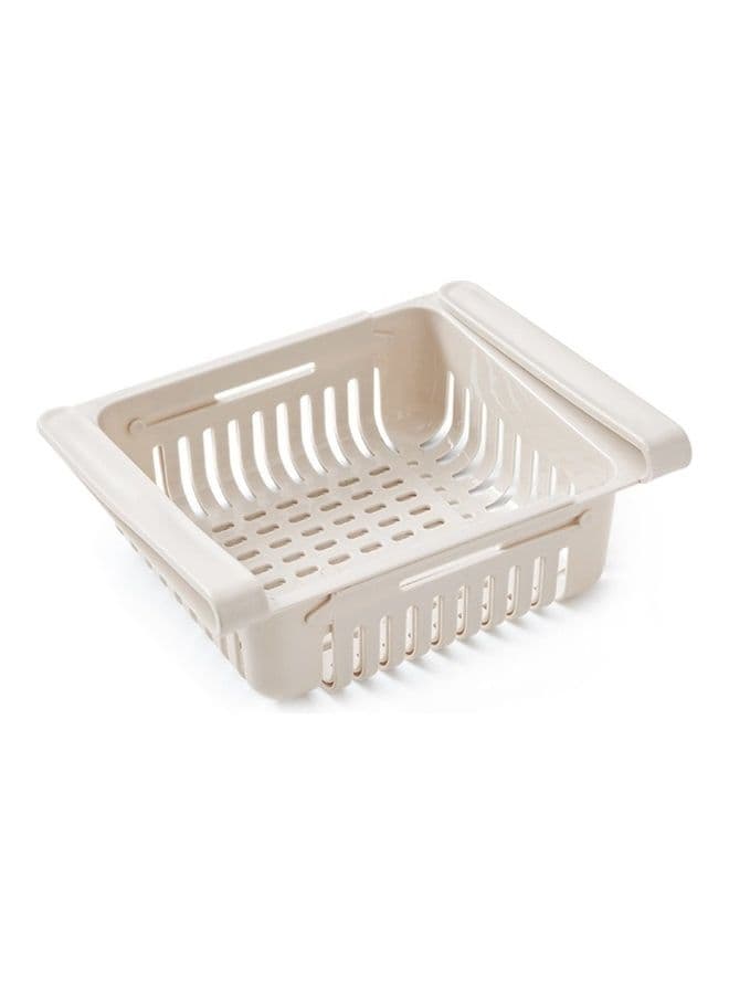Retractable Fridge Organizer Pull Out Drawer Beige 20x16x8cm