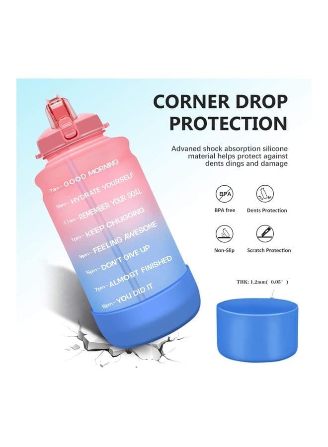 3.7 Liter Motivational Water Bottle with Time Marker And Straw