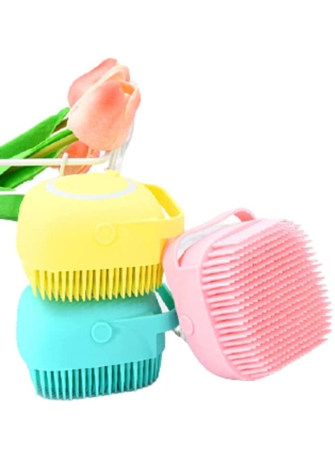 3-Piece Shower Bath Exfoliating Body Scrub Brush with Soap Dispenser Multicolour 50ml